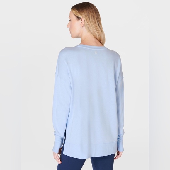 Sweaty Betty After Class Split Sweatshirt Medium Pullover blue jumper light long - Picture 3 of 15